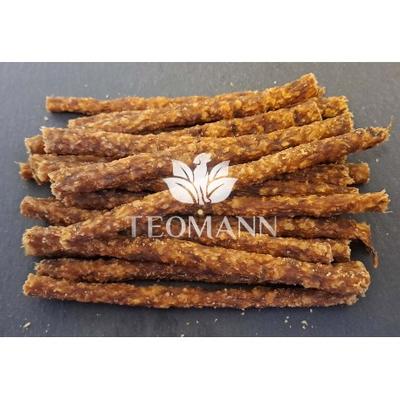 Teomann nyúlhúsos stick - <h2>Nyúlhúsos stick</h2><p><strong>Összetevők:</strong> 40% nyúlhús, 59% belsőség és húsos porcrészek, 1% glicerin.</p><p><strong>Analitika:</strong> nyersfehérje 55,7%, nyerszsír: 16,1%, nye